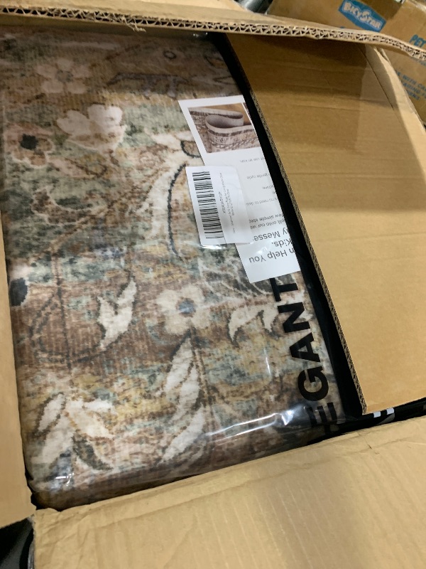 Photo 1 of Soalmost 9x12 Area Rugs for Living Room, Non Slip Machine Washable Vintage Rugs, Low Pile Lightweight Large Rug for Bedroom, Dining Room, Home Office Olive