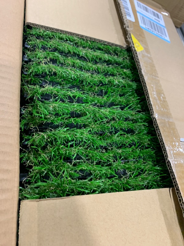 Photo 1 of Artificial Grass Tiles Interlocking Turf Squares Deck 27 Pack -12"x12" Indoor Outdoor Faux Grass Rug with Drainage Holes-Fake Grass Tiles Self-draining for Garden Lawn Landscape Balcony Decoration