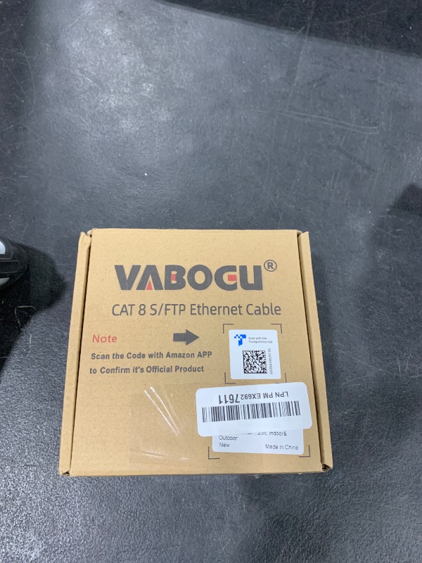 Photo 1 of Cat 8 Ethernet Cable, 25ft Heavy Duty High Speed Internet Network Cable, Professional LAN Cable, 26AWG, 2000Mhz 40Gbps with Gold Plated RJ45 Connector, Shielded in Wall, Indoor&Outdoor
