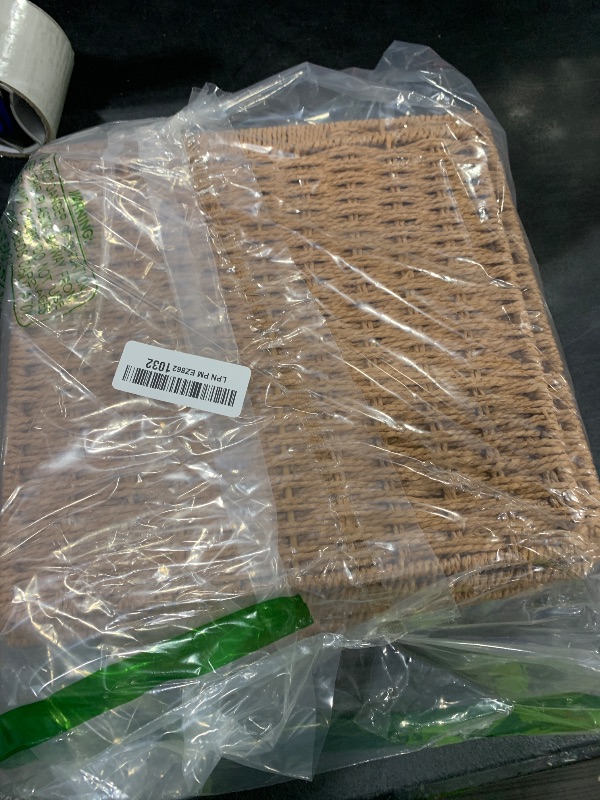 Photo 1 of UBBCARE 2 Pack Wicker Basket, 11L×11H×10.5W inch Woven Paper Rope Storage Baskets for shelves, Foldable Cube Storage bin with Handle, Storage Basket for Organizing & Decor, Caramel