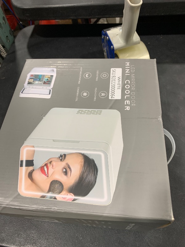 Photo 1 of BOGDA Mini Skincare Fridge (4 Liter/6 Can) with Dimmable LED Light Mirror, Cooler and Warmer for Refrigerating Make Up, Skin Care and Food, Portable Mini Fridge for Bedroom, Office and Car, White