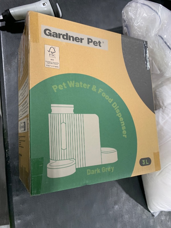 Photo 1 of Gardner Pet Automatic Gravity Cat Food Feeder and Water Dispenser Stainless Steel Two-in-One Set Large Capacity Dispenser for Pets Dogs, Puppies, Kittens, Rabbits