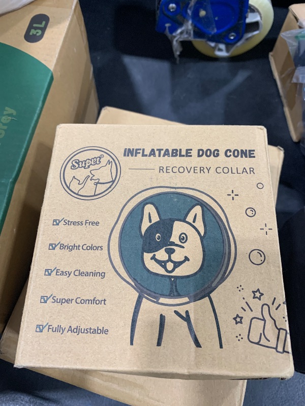 Photo 1 of Supet Raised Inflatable Dog Cone Collar to Stop Licking, Soft Dog Cone Alternative After Surgery, Doggie Neck Donut Collar for Small Medium Large Dogs