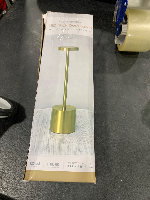 Photo 1 of Simple Designs LD1083-CPR 12.75" Mushroom Magic Disc Dimming & Rechargeable Cordless 4-Way Touch Sensor Stick Desk Lamp, Copper