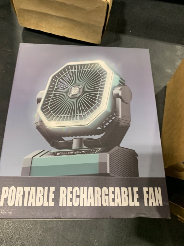 Photo 1 of Portable Rechargeable Fan - 9-Inch Camping Fan for Tent, 20000mAh(60Hrs) Battery Operated for Camping, Auto Oscillation Cordless, Tent Fan with Remote/Light, 4 Speeds, 4 Timing, Outdoor