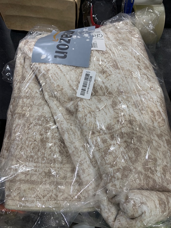Photo 1 of Soalmost 5x7 Area Rugs Beige Low Pile Indoor Washable Trendy Faded Style Rugs for Bedroom Living Room Dining Room Foldable Non-Slip Thin Print Home Office Mat