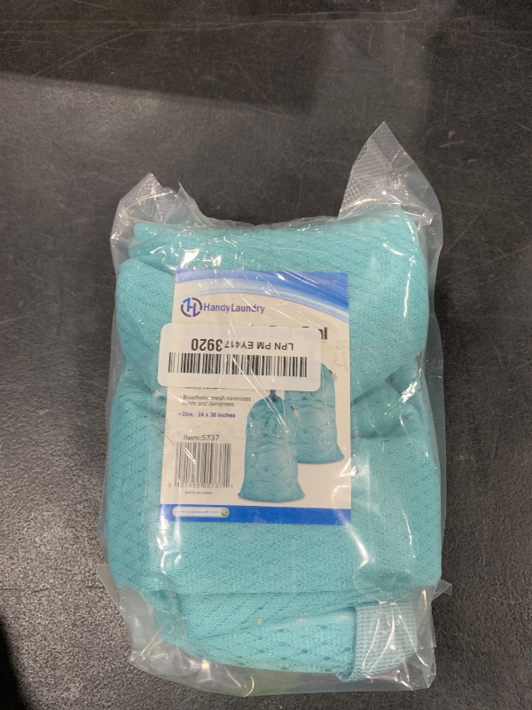 Photo 1 of Large Mesh Laundry Bags - 2-Pack Heavy Duty with Handles & Drawstring - Machine Washable Net Laundry Sacks for College Dorm, Camp, Travel, Bedding & Clothes Storage (Teal)