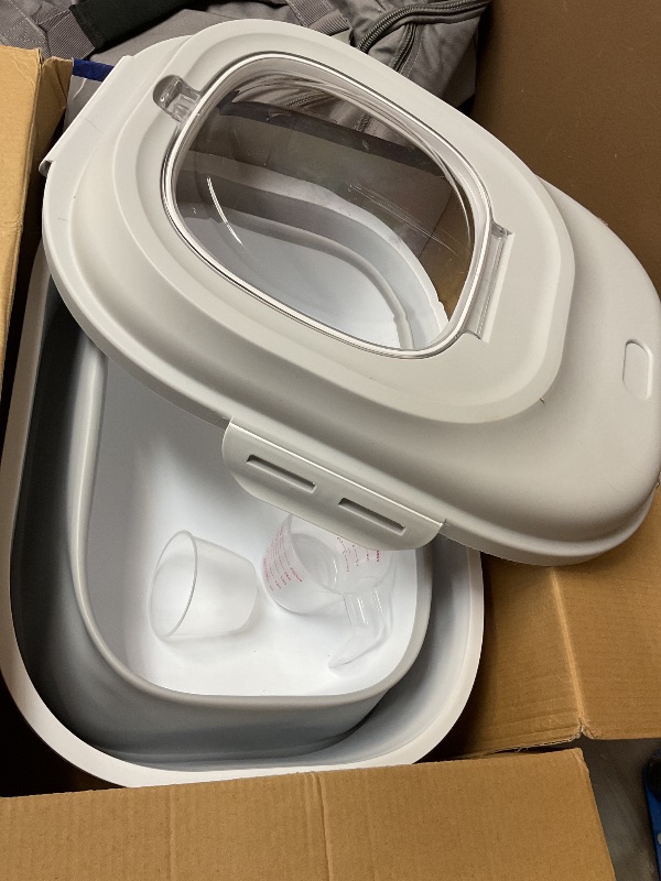 Photo 1 of Cereal Rice Food Storage Containers, Collapsible 20 to 50 Lbs Dispenser Bin with Rolling Wheel Airtight Locking Lid, Dog Pet Cat Flour Sugar Plastic Leakproof Sealable Large Kitchen Pantry Holder