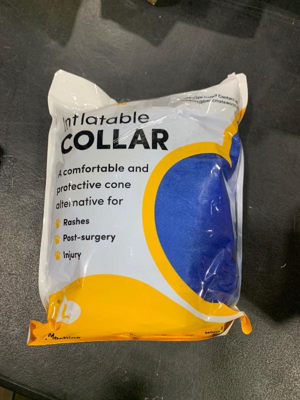 Photo 1 of BENCMATE Inflatable Dog Cone Collar Alternative, Soft Dog Cone for Small Medium Large Dogs and Cats, Neck Recovery ECollar Donut Collar After Surgery (Large, Blue)