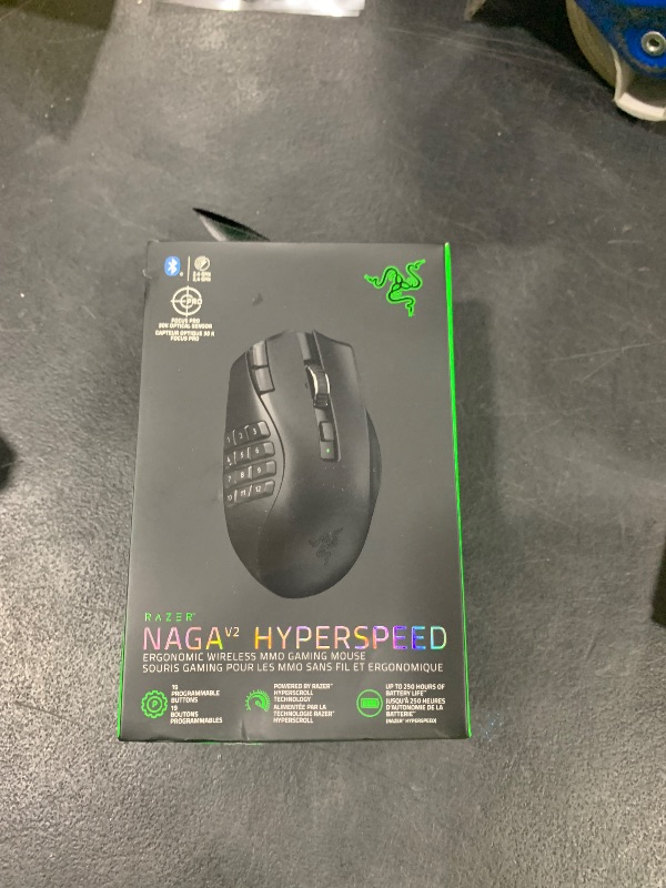 Photo 1 of Razer Naga V2 HyperSpeed Wireless MMO Gaming Mouse: 19 Programmable Buttons - HyperScroll Technology - Focus Pro 30K Optical Sensor - Mechanical Mouse Switches Gen-2 - Up to 400 Hr Battery Life