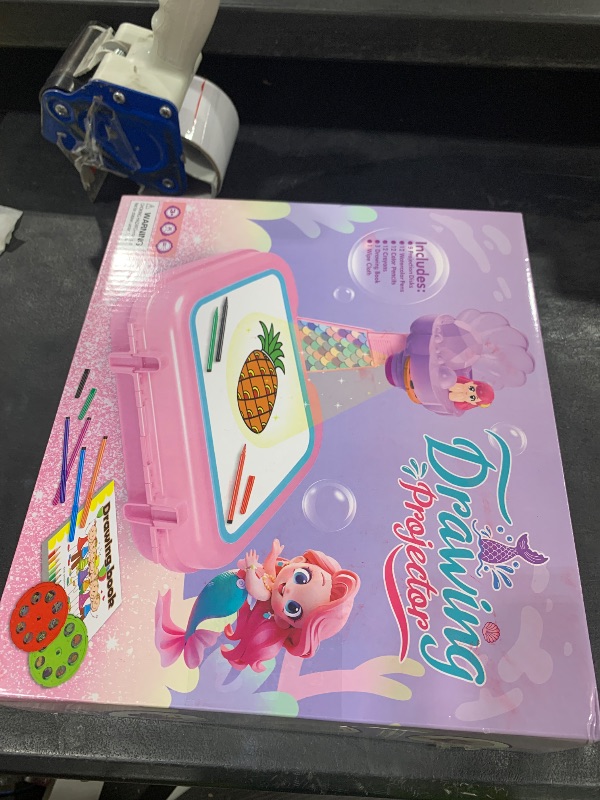Photo 1 of Drawing Projector for Kids,Arts and Crafts for Kids,Include Drawing Board,Crayons,Coloring Book,Stickers etc,Kids Toys for Age 3-5 Year Old Girls Christmas & Birthday Gifts (Mermaid Drawing Box)