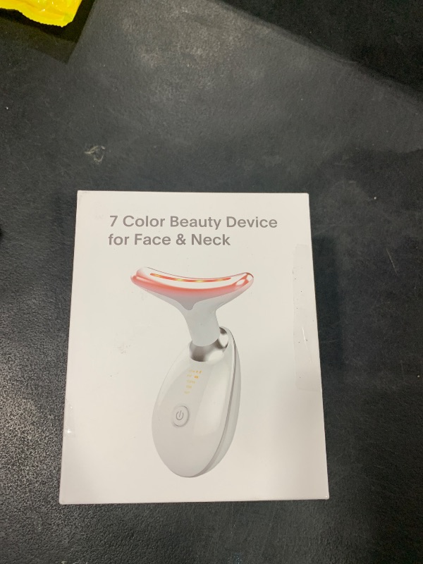 Photo 1 of ELISHINE Red Light Therapy for Face and Neck, 7 Color Beauty Face Massager Tool, Vibrating Facial Massager with Thermals for Wrinkles, Double Chin, Milky White