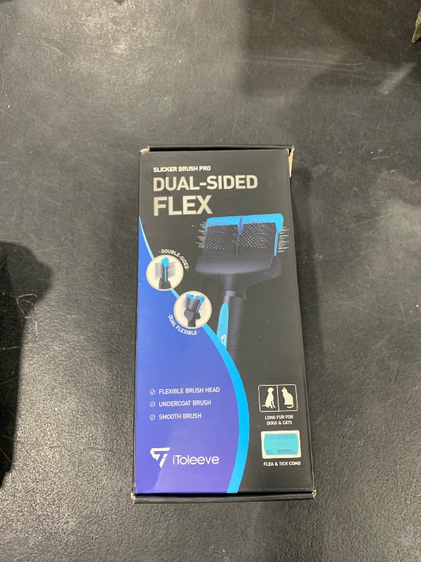 Photo 1 of iToleeve Dual Flex Slicker Brush Dog Brush, Gentle Grooming Tool for Sensitive Dogs & Cats - Ideal for Long Hair, Removes Undercoat, Tangles, and Knots