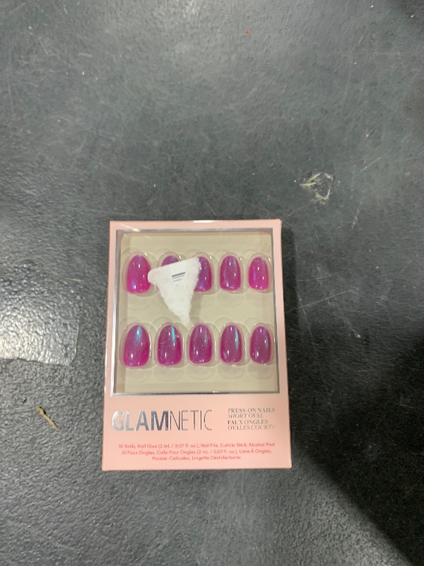Photo 1 of Glamnetic Press On Nails - Seaspell | Short Almond Pink Fake Nails with a Velvet Finish, Reusable Summer Nails | 15 Sizes - 30 Nail Kit with Glue