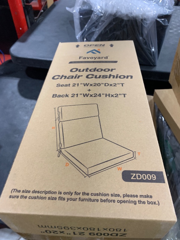 Photo 1 of Favoyard Outdoor Chair Cushion 21 x 20 x 2 Inch Waterproof & Color Fade Resistant High Back Patio Furniture Cushion Replacement with Removable Cover, Ties and Hidden Zipper for Outdoor Dining Chairs