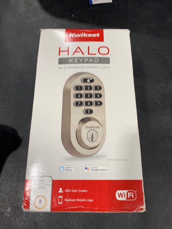 Photo 1 of Kwikset Halo Wi-Fi Smart Lock, Keyless Entry Door Deadbolt, Geofence Auto-Unlock, Grade AAA Certified, No Hub Easy Install, Satin Nickel Lifetime Finish Warranty, Backlit Keypad