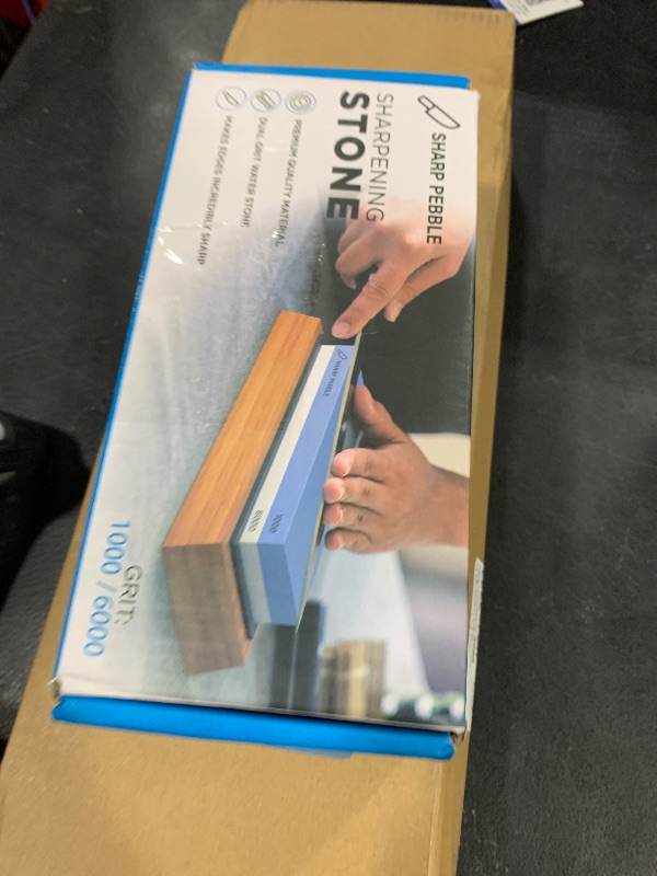 Photo 1 of Sharp Pebble Premium Whetstone Knife Sharpening Stone 2 Side Grit 1000/6000 Waterstone- Whetstone Knife Sharpener- NonSlip Bamboo Base & Angle Guide