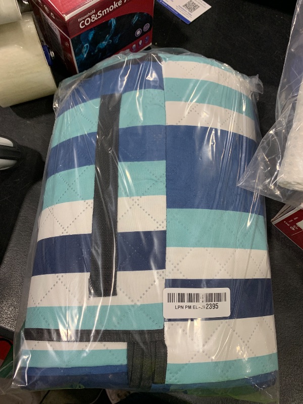 Photo 1 of ZAZE Picnic Blankets Beach Blanket, 80''x80'' Extra Large Thick 3-Layers, Sandproof Machine Washable Waterproof Foldable Oversized XL Outdoor Mat, for Camping, Park, Travel, Grass(Blue White Stripe)