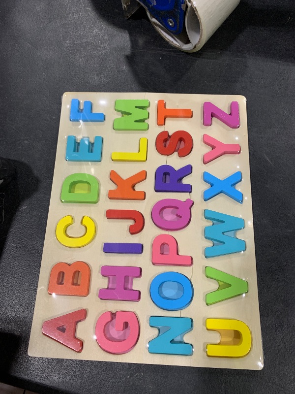 Photo 1 of Zeoddler Alphabet Puzzles, Wooden Puzzles for Toddlers, ABC Shape Puzzles for Kids, Preschool Learning Activities, Gift for Girls Boys