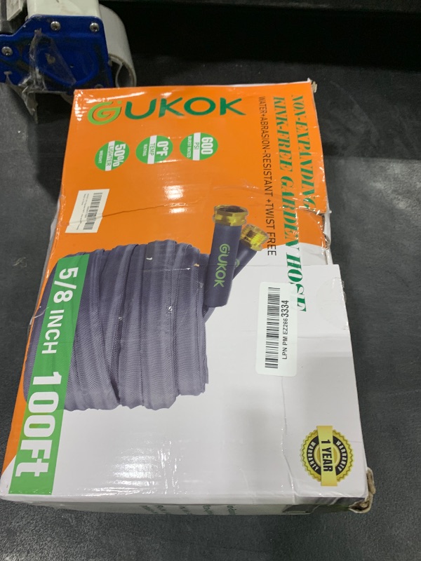 Photo 1 of GUKOK 2025 Upgraded 100FT Non-Expanding Garden Hose, Ultra-Light & Flexible Water Hose - Burst-Resistant, Kink-Free, High-Pressure, All-Weather Use for Lawns, Gardens, and Outdoor Cleaning