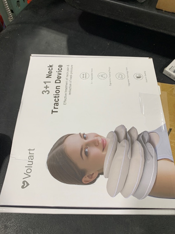 Photo 1 of Voluart Neck Stretcher with Brace - Inflatable Cervical Traction Device for Neck Pain Relief, Adjustable Neck Decompression Tool with Breathable Fabric, Home Use Neck Traction Pillow