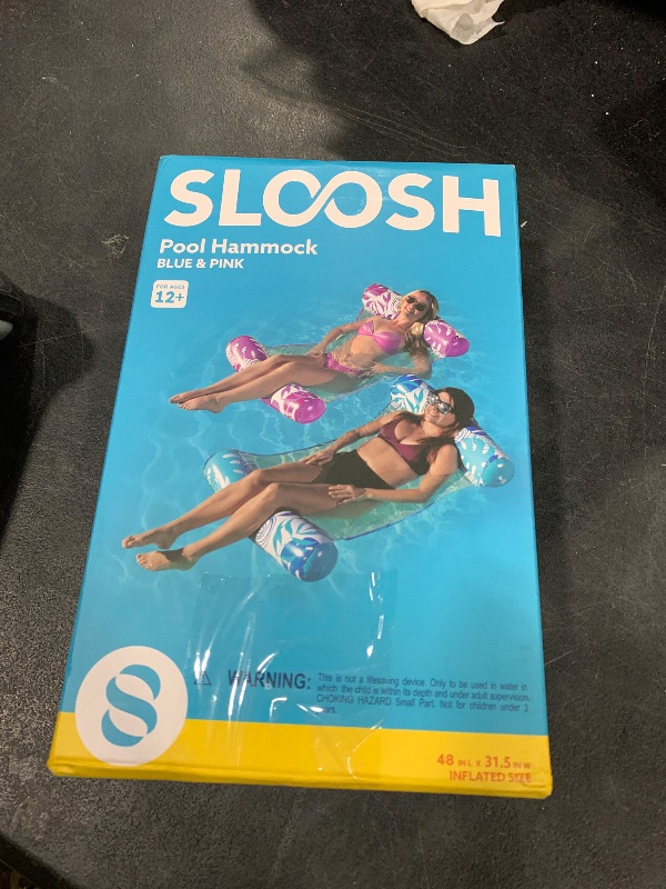 Photo 1 of SLOOSH 2 Packs Tropical Leaves Hammock Pool Floats Adults, 4-in-1 Multi-Purpose Inflatable Pool Floats PVC Water Hammock Lounge Floaties (Blue&Pink)