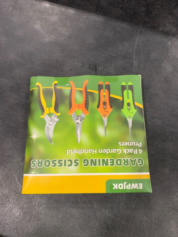 Photo 1 of EWPJDK 4 Pack Garden Pruning Shears, Stainless Steel Garden Shears, Gardening Shears, Garden Scissors, Clippers, Pruning Snips, Pruning Shears for Gardening Tools (4PCS Yellow Orange Green)