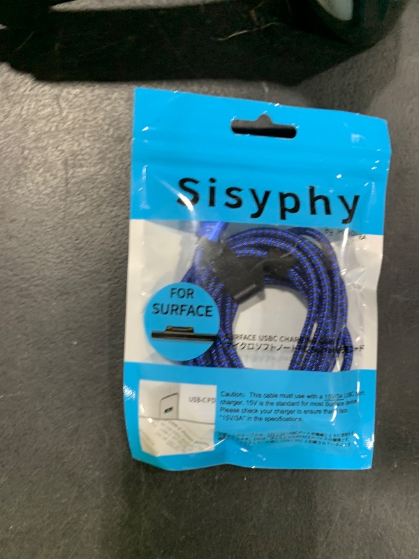 Photo 1 of Sisyphy Nylon Braided Surface Connect to USB-C Charging Cable (6ft Blue), Requires 45W 15V/3A USB-C Charger PD Power Supply, Compatible with Microsoft Surface Pro7/6/5/4/3 Go 3/2/1 Laptop