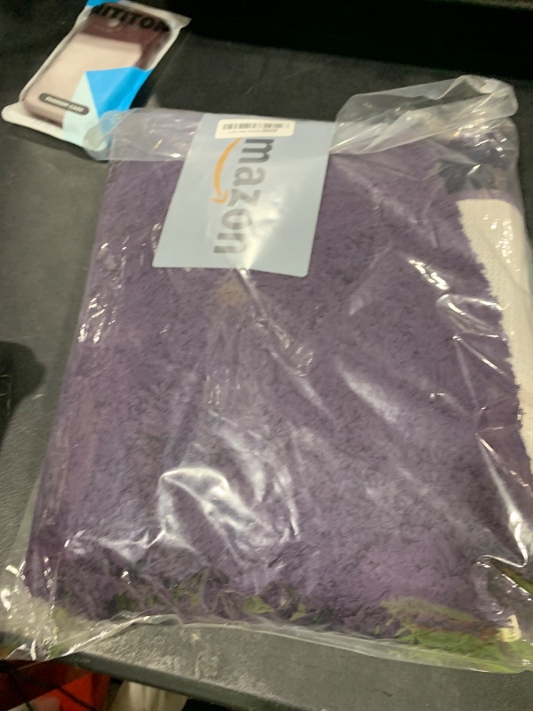 Photo 1 of MIULEE Dark Purple Bathroom Rugs Non Slip Bath Mat 24'' x 44'' Shaggy Soft Bath Rug Plush Microfiber Absorbent Water for Shower Tub Machine Washable (Dark Purple, 24x44 Inches)