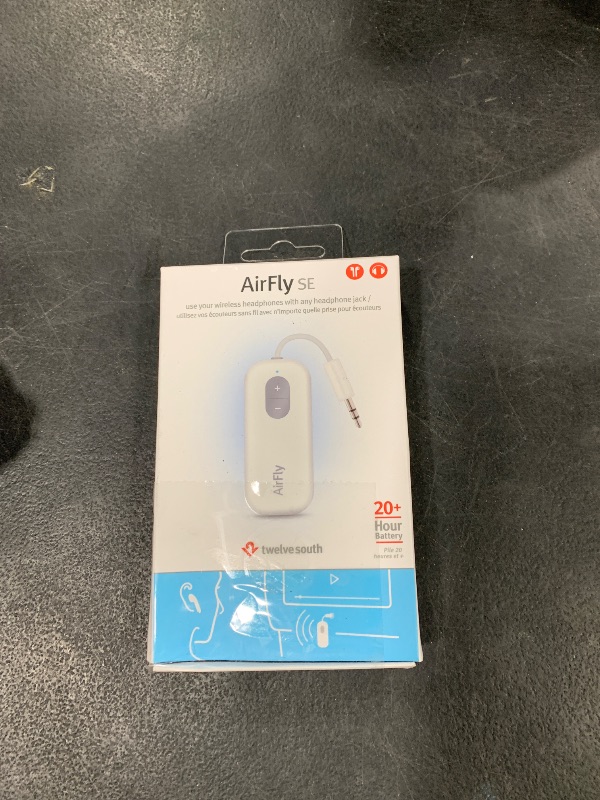 Photo 1 of Twelve South AirFly SE | Bluetooth Wireless Audio Transmitter Adapter for AirPods/Headphones, 20+ Hr Battery, Works with 3.5mm aux Jacks on Airplanes, TVs, Gym Equipment, and Travel
