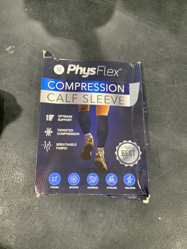 Photo 1 of Calf Compression Sleeves for Men and Women - (1 Pair) Footless Compression Socks Support for Varicose Veins, Nursing, Pregnancy, Running - PhysFlex Leg Sleeve Brace for Shin Splints, Pain Relief and Reduces Swelling (Black, Medium)