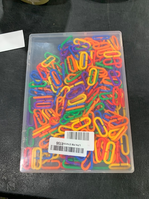 Photo 1 of Bissap Plastic Chain Links Birds 250pcs, Mix Color Rainbow DIY C-Clips Chains Hooks Swing Climbing Cage Toys for Sugar Glider Rat Parrot Bird, Children's Learning Toy