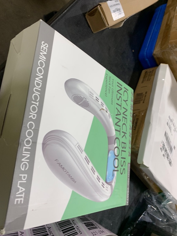 Photo 1 of Neck Fan, Neck Air Conditioner Wearable Personal Fan with Cooling Plate, 5200mAh Large Battery, Ergonomic Design, White