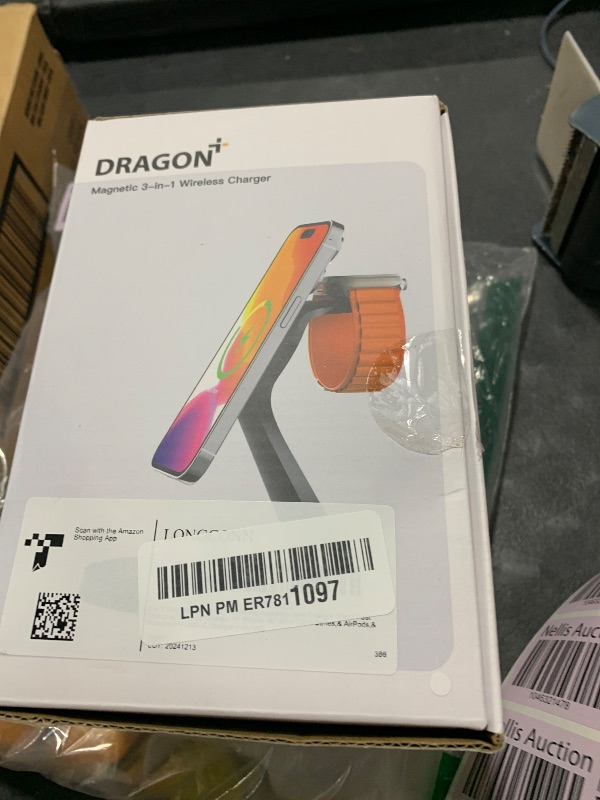 Photo 1 of 3 in 1 Charging Station for Apple Devices,Mag-Safe Charger Stand Fast Charging,Wireless Charger for iPhone 16/15/14/13/12 Series,& AirPods,& iWatch(USB-C Charger Included)