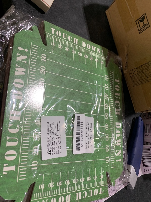 Photo 1 of 50Pcs Football Party Favors & Supplies - Paper Food Tray, Disposable Serving Boats for Football Birthday Party & Superbowl Decor