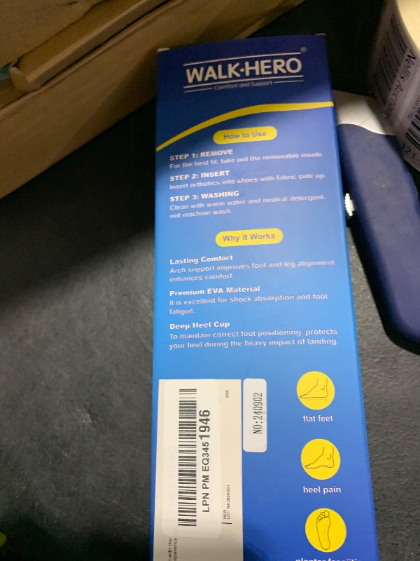 Photo 1 of Inserts Relieve Plantar Fasciitis - Flat Feet Insoles Arch Supports, Orthotic Insoles for Foot Pain Arch Pain Reduce Muscle Fatigue Absorb Shock (Mens 5-5 1/2 | Womens 7-7 1/2)