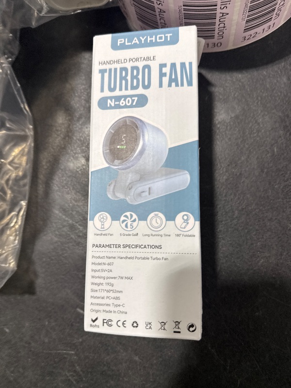 Photo 1 of PlayHot Portable Handheld Turbo Fan, 5-Speed Personal Fans, 5000mAh Rechargeable Fans Up to 12 Hours, Weight only 0.6lb Small Fan, Hand/Neck/Desk Fan 3 IN 1, Beach Vacation Essentials(Blue)