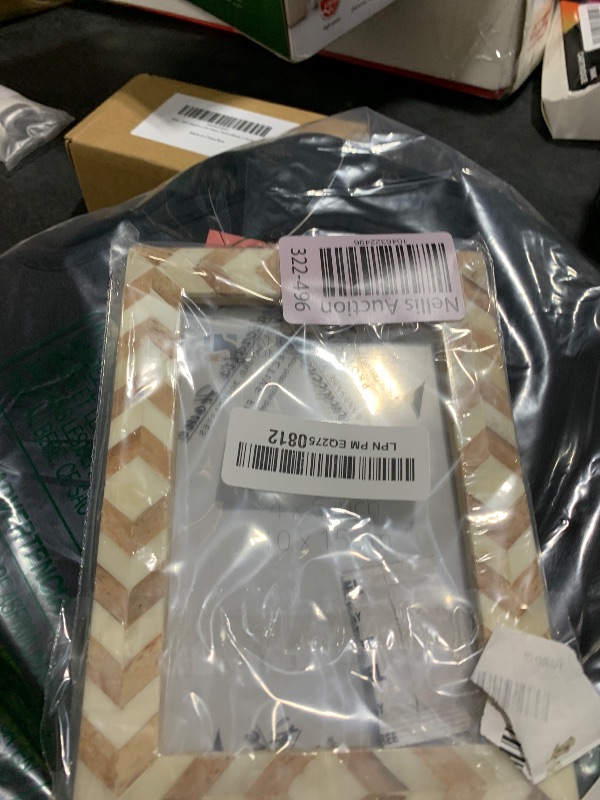 Photo 1 of Handicrafts Home Chevron Pattern Inspired 4" x 6" Picture Frames - Chic Boho Wall Décor Photo Frame, Brown White