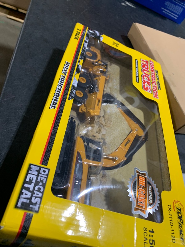 Photo 1 of Top Race Construction Toys Set - Metal Excavator Toy, Dump Truck for Kids - Realistic Toy Trucks with Moving Parts for Indoor, Outdoor Play - Durable Construction Vehicles for Boys and Girls