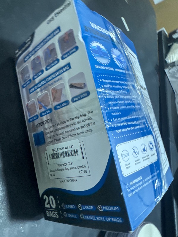 Photo 1 of 20 Pack Vacuum Storage Bags, Space Saver Bags (4 Jumbo/4 Large/4 Medium/4 Small/4 Roll) Compression for Comforters and Blankets, Sealer Clothes Storage, Hand Pump Included
