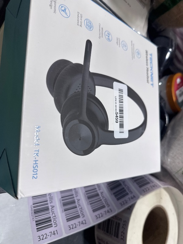 Photo 1 of TECKNET Wireless Headset, Bluetooth Headset with AI Noise Cancelling Microphone - Rechargeable Bluetooth V5.2 Headphones, 50H Playtime & Mic Mute, On Ear Headphones for Trucker/Remote Work/Call Center