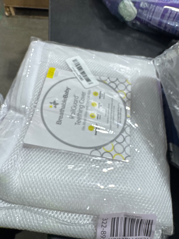 Photo 1 of BreathableBaby Breathable Mesh RailGuard Teething Cover — White — 51” Long Panel (1) — Fits Most Full-Size and Does Not Fit Mini Cribs — Use with Coordinating Short Panels for Extra Coverage
