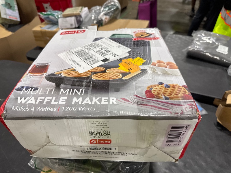 Photo 1 of DASH Multi Mini Waffle Maker: Four Mini Waffles, Perfect for Families and Individuals, 4 Inch Dual Non-stick Surfaces with Quick Release & Easy Clean - Aqua