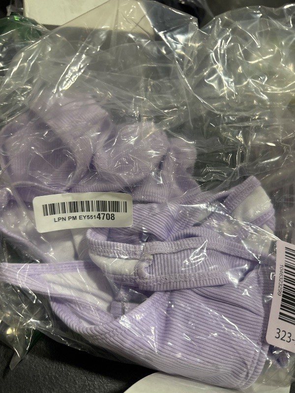 Photo 1 of Girls Bikini Size 12 Girl Swimsuit Size 10-12 Two Piece Criss Cross Bathing Suits for Teen Solid Color V-Neck Adjustable Shoulder Straps Girls' Swimwear Purple