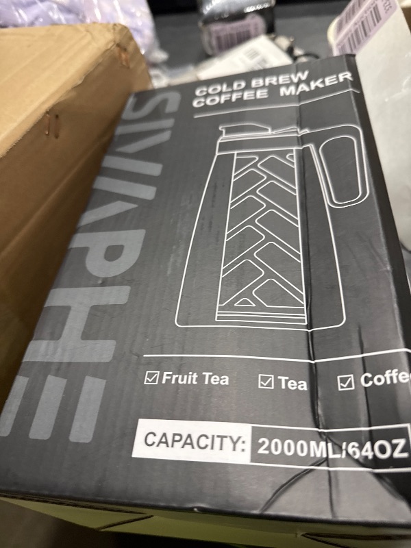 Photo 1 of Sivaphe Large Ice Cold Coffee Maker 2 Quart, Dishwasher Safty Traitan Carafe Pitcher Leak Proof, Reusable Filter 64 oz Iced Hot Coffee Tea Method Brewer