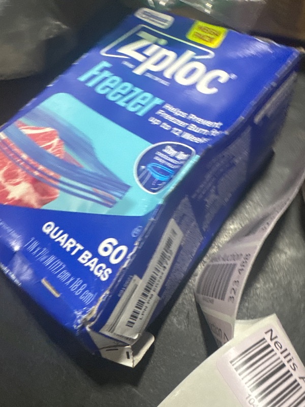 Photo 1 of Ziploc Quart Food Storage Freezer Bags, Stay Open Design, Easy to Fill, 60 count (Packaging May Vary)