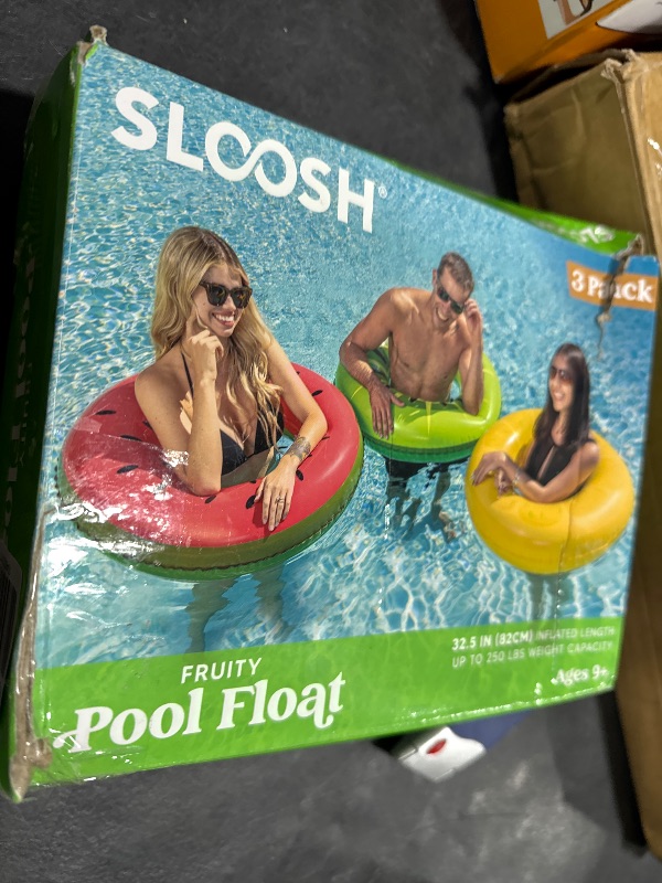 Photo 1 of JOYIN Inflatable Swim Tube Raft (3 pack) with Summer Fruits Painting, Pool Toys for Swimming Pool Party Decorations