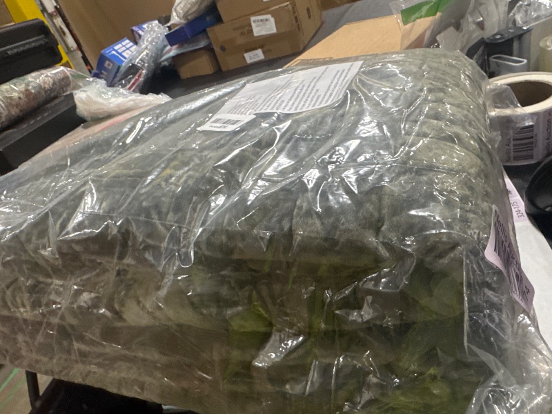 Photo 1 of RECYCO Luxury Velvet Quilt Set Full Queen Size, Lightweight Velvet Comforter Set, Oversized Bedspread Coverlet Quilted Bedding Set, with 2 Matching Pillow Shams, for All Season, Olive Green