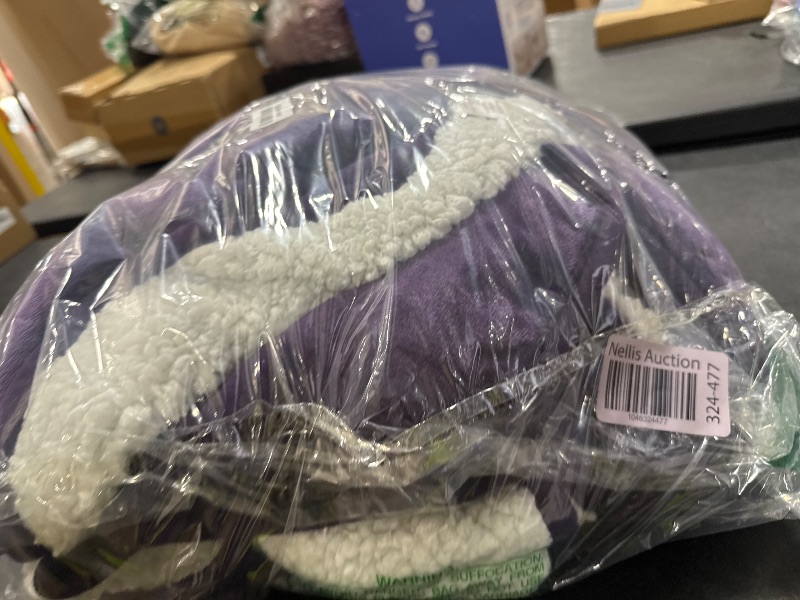 Photo 1 of Yaning Waterproof Blanket for Bed Couch Sofa, Soft Liquid Pee Proof Pet Blanket for Dog Puppy Cat, Reversible Sherpa Fleece Furniture Protector (Dark Purple, 60x80 inches)