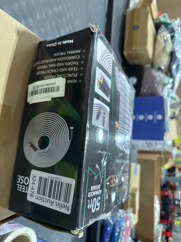 Photo 1 of Garden Hose 50 FT, Metal Stainless Steel Water Hose with 10 Function Nozzles, No Kinks, Flexible Hose, Lightweight, Puncture Proof, Heavy Duty Hose for Yard and Outdoor